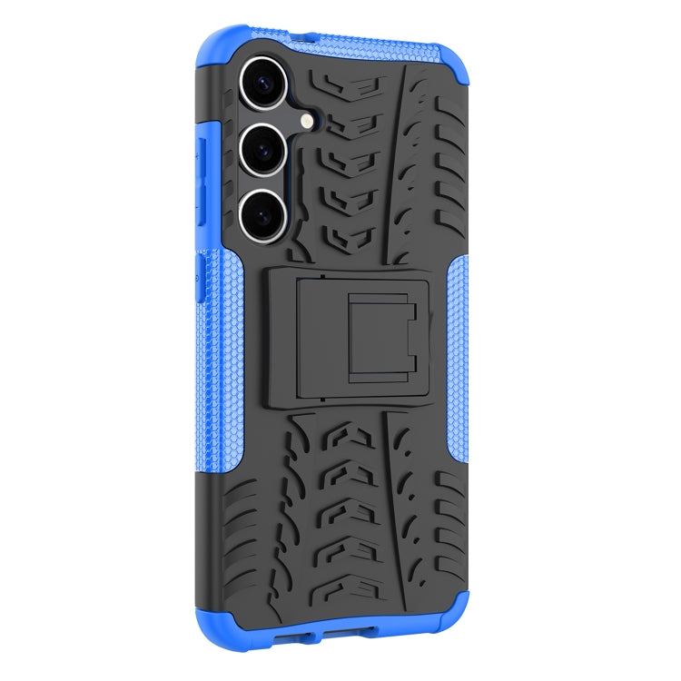 For Samsung Galaxy S24+ Tire Texture TPU + PC Phone Case with Holder(Blue)