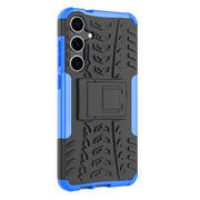 For Samsung Galaxy S24+ Tire Texture TPU + PC Phone Case with Holder(Blue)