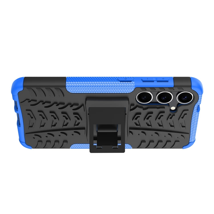 For Samsung Galaxy S24+ Tire Texture TPU + PC Phone Case with Holder(Blue)