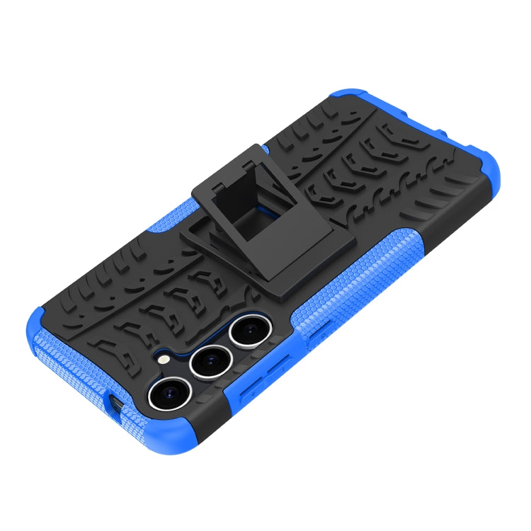 For Samsung Galaxy S24+ Tire Texture TPU + PC Phone Case with Holder(Blue)