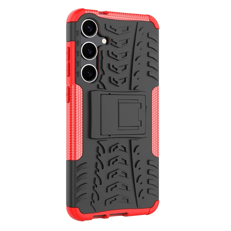 For Samsung Galaxy S24+ Tire Texture TPU + PC Phone Case with Holder(Red)