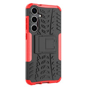 For Samsung Galaxy S24+ Tire Texture TPU + PC Phone Case with Holder(Red)