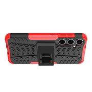 For Samsung Galaxy S24+ Tire Texture TPU + PC Phone Case with Holder(Red)