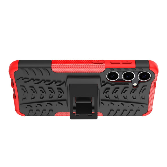 For Samsung Galaxy S24+ Tire Texture TPU + PC Phone Case with Holder(Red)