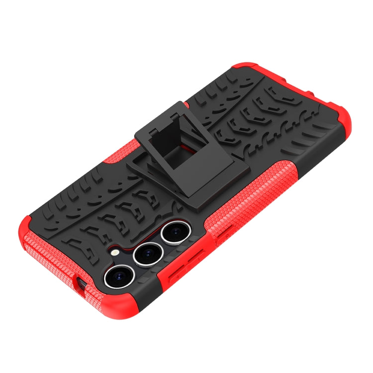 For Samsung Galaxy S24+ Tire Texture TPU + PC Phone Case with Holder(Red)