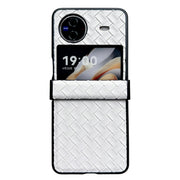 For vivo X Flip Three-piece Set Woven Texture Folding PU Phone Case(White)