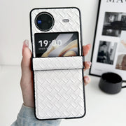 For vivo X Flip Three-piece Set Woven Texture Folding PU Phone Case(White)