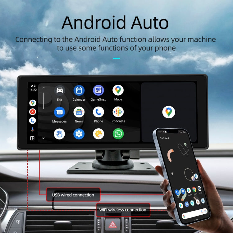 B5303R 10.26 inch Portable Car MP5 Player Built-in Driving Recorder Support CarPlay / Android Auto(Black)