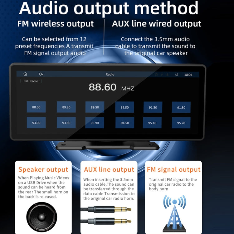 B5303 10.26 inch Portable Car MP5 Player Support CarPlay / Android Auto(Black)