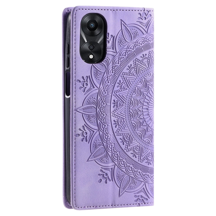 For OPPO A78 5G / A58 5G Totem Embossed Magnetic Leather Phone Case(Purple)