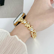 For Apple Watch Series 5 40mm Metal Diamond Bear Chain Watch Band(Gold)