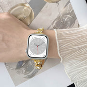 For Apple Watch SE 2023 44mm Metal Diamond Bear Chain Watch Band(Silver)