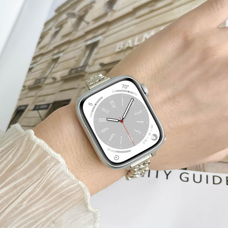 For Apple Watch Series 5 40mm Metal Diamond Bear Chain Watch Band(Rose Gold)