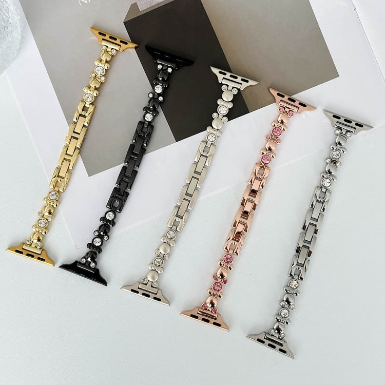 For Apple Watch Ultra 2 49mm Metal Diamond Bear Chain Watch Band(Starlight)