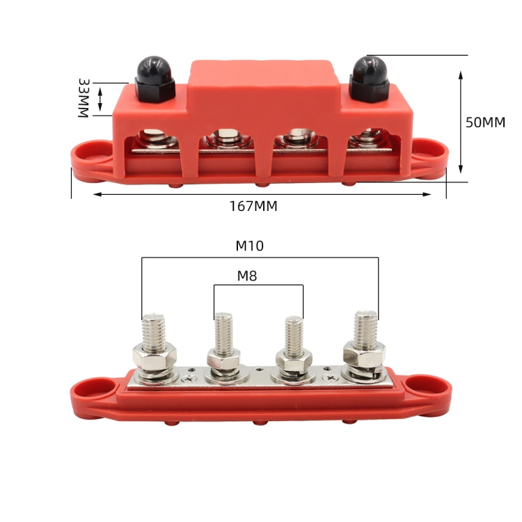 CP-4016 M10+M8 Power Distribution Block Terminal Studs with Terminals(Red)