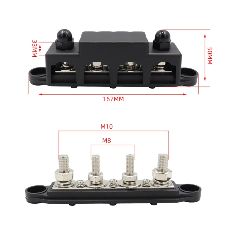 CP-4017 M10+M8 Power Distribution Block Terminal Studs with Terminals(Black)