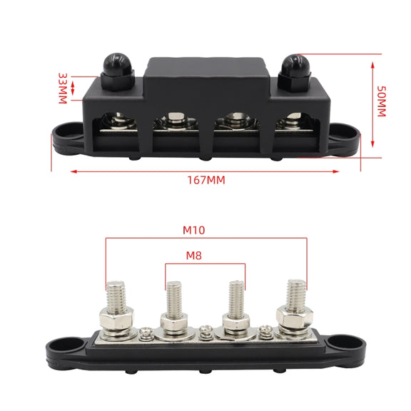 CP-4017 M10+M8 Power Distribution Block Terminal Studs with Terminals(Black)