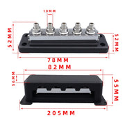 CP-4330-01 600A M10 Power Distribution Block Terminal Studs(Black)