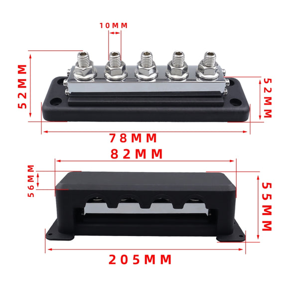 CP-4330-01 600A M10 Power Distribution Block Terminal Studs(Black)