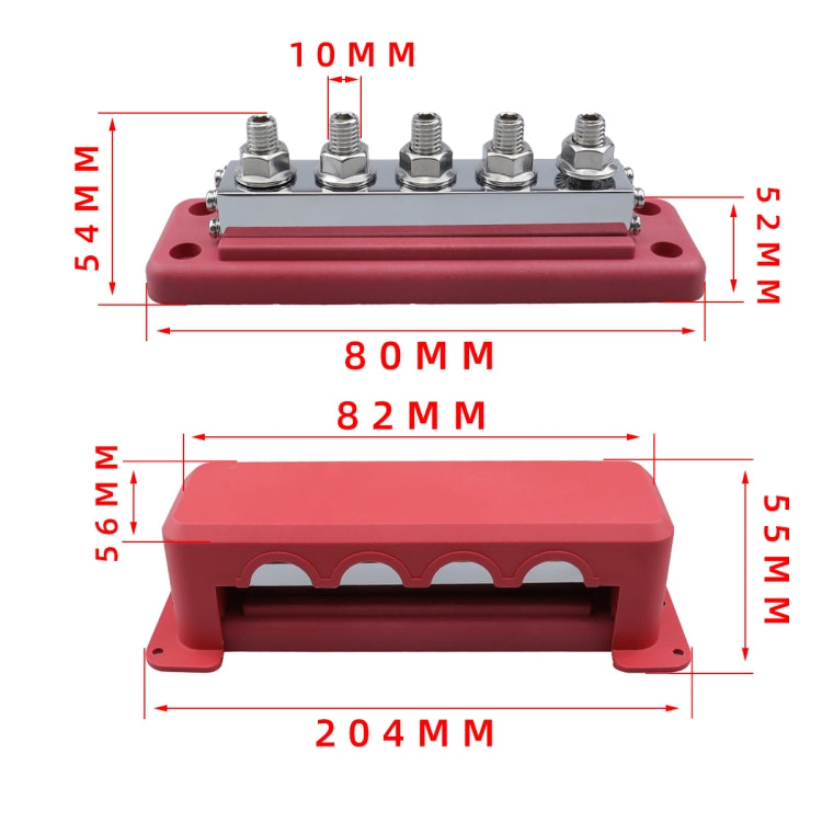 CP-4330-02 600A M10 Power Distribution Block Terminal Studs(Red)
