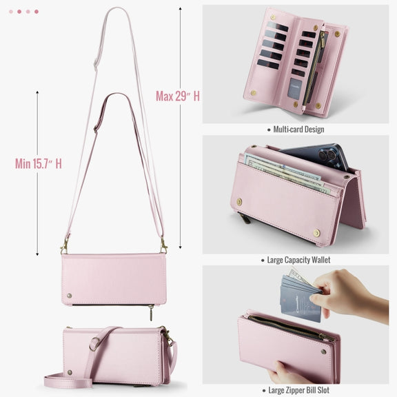 CaseMe ME10 Universal Wallet Phone Case with Lanyard(Pink)
