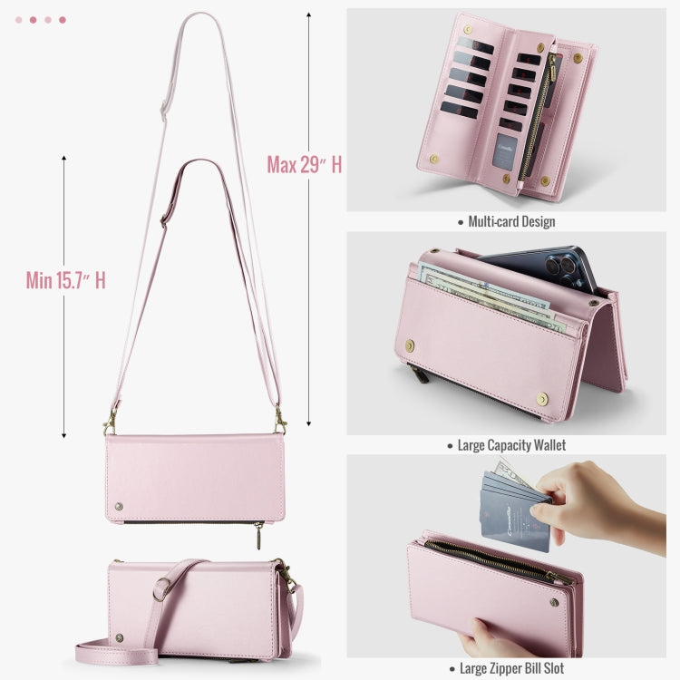 CaseMe ME10 Universal Wallet Phone Case with Lanyard(Pink)