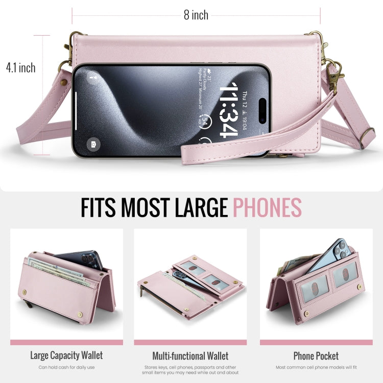CaseMe ME10 Universal Wallet Phone Case with Lanyard(Pink)