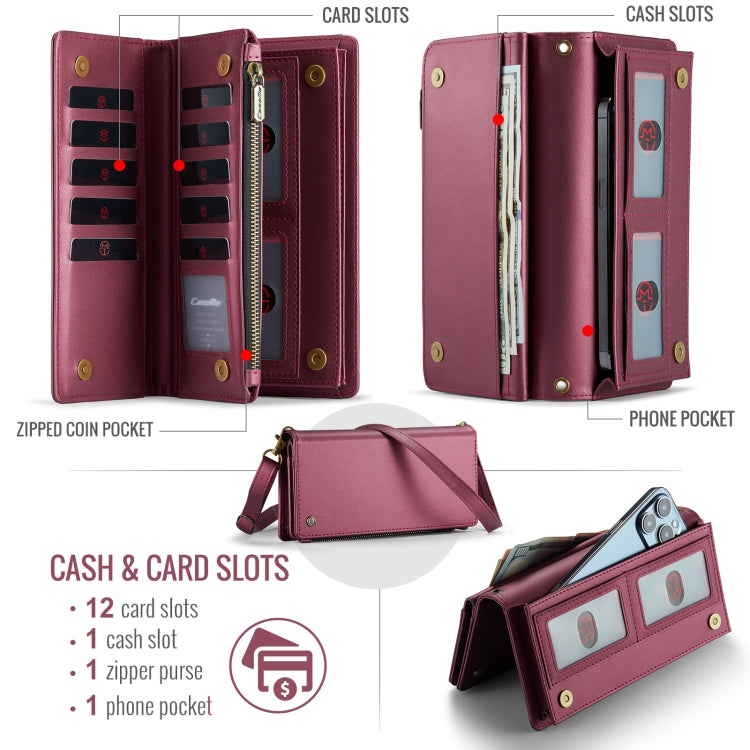 CaseMe ME10 Universal Wallet Phone Case with Lanyard(Wine Red)