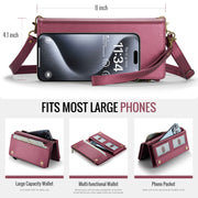 CaseMe ME10 Universal Wallet Phone Case with Lanyard(Wine Red)
