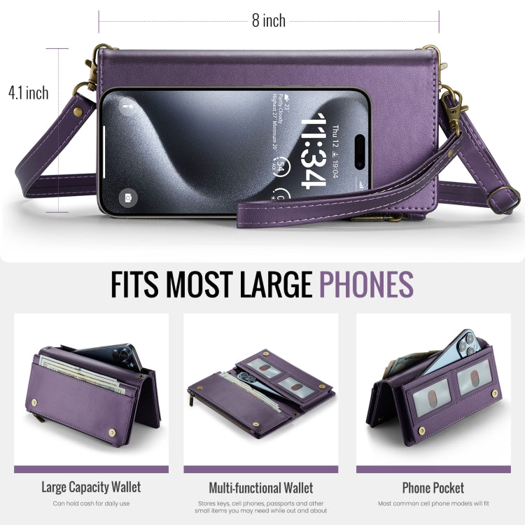 CaseMe ME10 Universal Wallet Phone Case with Lanyard(Purple)