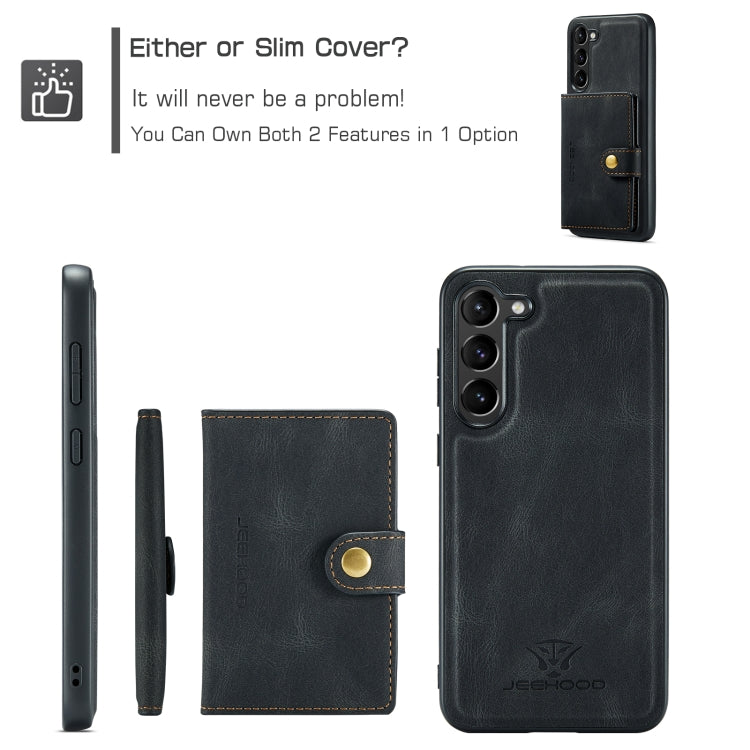 For Samsung Galaxy S24 5G JEEHOOD J01 Retro Magnetic Detachable Wallet Phone Case(Black)