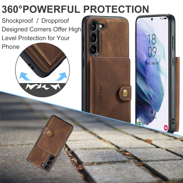 For Samsung Galaxy S24 5G JEEHOOD J01 Retro Magnetic Detachable Wallet Phone Case(Brown)