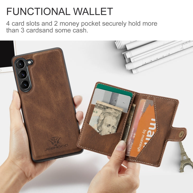 For Samsung Galaxy S24 5G JEEHOOD J01 Retro Magnetic Detachable Wallet Phone Case(Brown)