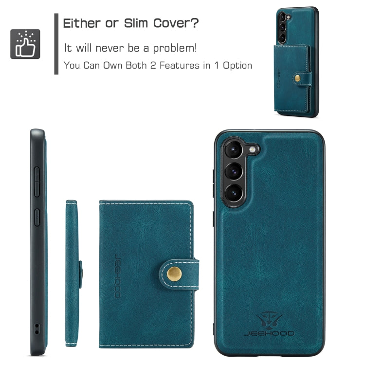 For Samsung Galaxy S24 5G JEEHOOD J01 Retro Magnetic Detachable Wallet Phone Case(Blue)
