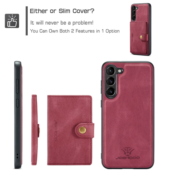 For Samsung Galaxy S24+ 5G JEEHOOD J01 Retro Magnetic Detachable Wallet Phone Case(Red)