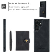 For Samsung Galaxy S24 Ultra 5G JEEHOOD J01 Retro Magnetic Detachable Wallet Phone Case(Black)