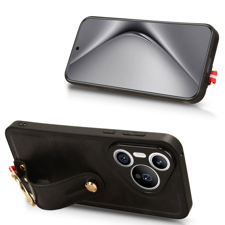 For Huawei Pura 70 5G Wristband Leather Back Phone Case(Black)