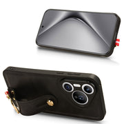 For Huawei Pura 70 5G Wristband Leather Back Phone Case(Black)