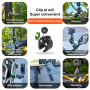 RUIGPRO Crab Clamp Action Camera Bracket 1/4 Ball Head Mount with Rod