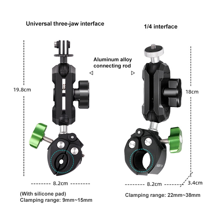 RUIGPRO Crab Clamp Action Camera Bracket 3-claw Ball Head Mount