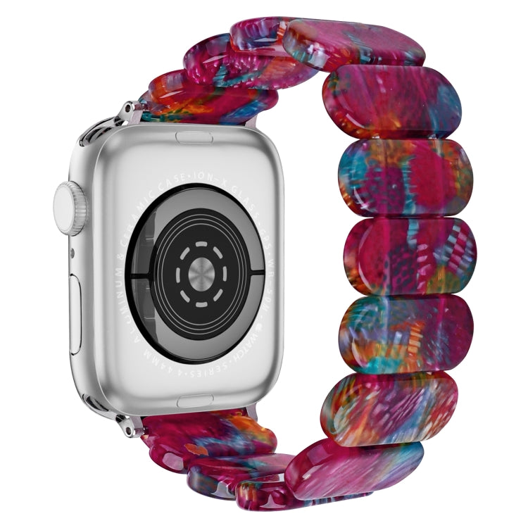 For Apple Watch Series 8 41mm Stretch Rope Resin Watch Band(Pearlescent Rainbow)