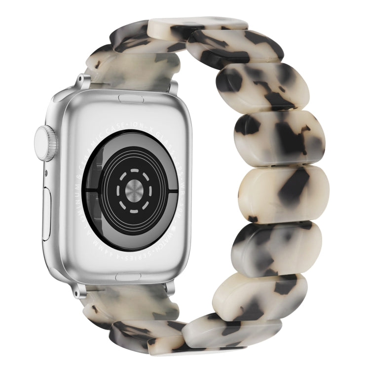 For Apple Watch Series 7 41mm Stretch Rope Resin Watch Band(Dark Brown White)