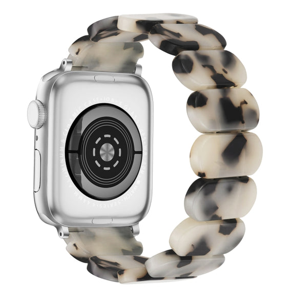 For Apple Watch SE 44mm Stretch Rope Resin Watch Band(Dark Brown White)