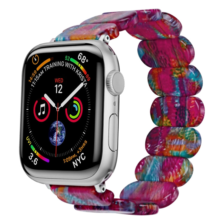 For Apple Watch Series 2 38mm Stretch Rope Resin Watch Band(Pearlescent Rainbow)