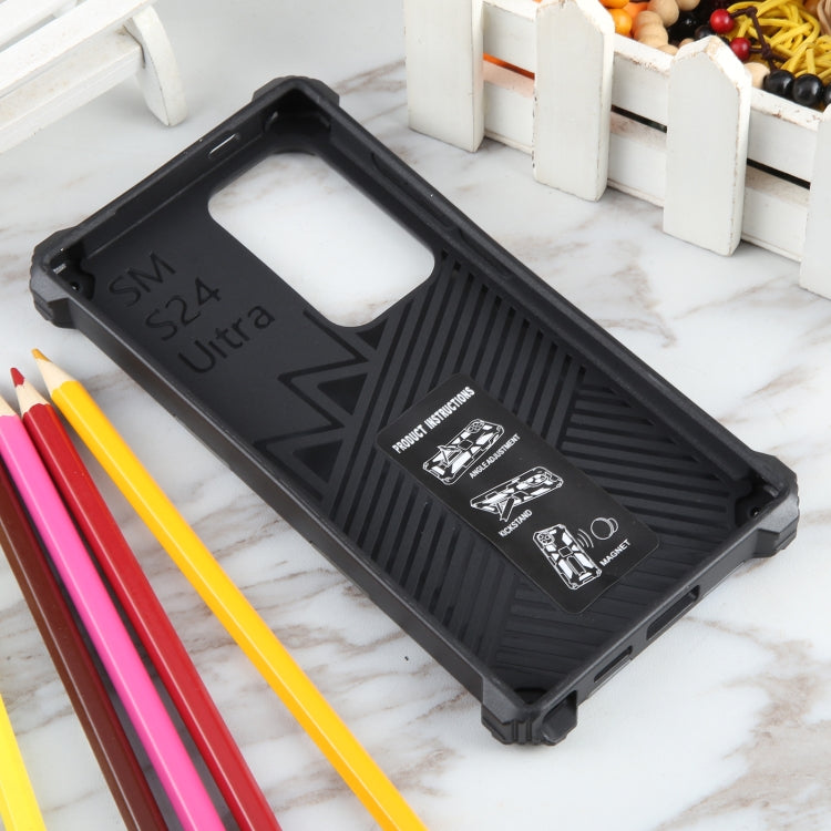 For Samsung Galaxy S24 Ultra 5G Camouflage Armor Kickstand TPU + PC Magnetic Phone Case(Dark Blue)