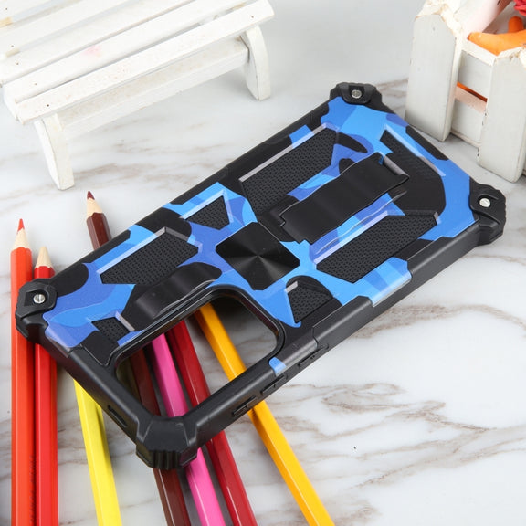 For Samsung Galaxy S24 Ultra 5G Camouflage Armor Kickstand TPU + PC Magnetic Phone Case(Dark Blue)