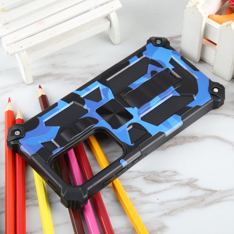 For Samsung Galaxy S24 Ultra 5G Camouflage Armor Kickstand TPU + PC Magnetic Phone Case(Dark Blue)
