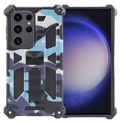 For Samsung Galaxy S24 Ultra 5G Camouflage Armor Kickstand TPU + PC Magnetic Phone Case(Light Blue)