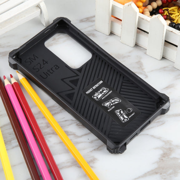 For Samsung Galaxy S24 Ultra 5G Camouflage Armor Kickstand TPU + PC Magnetic Phone Case(Grey)