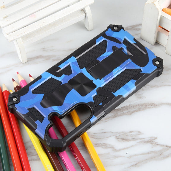 For Samsung Galaxy S24+ 5G Camouflage Armor Kickstand TPU + PC Magnetic Phone Case(Dark Blue)